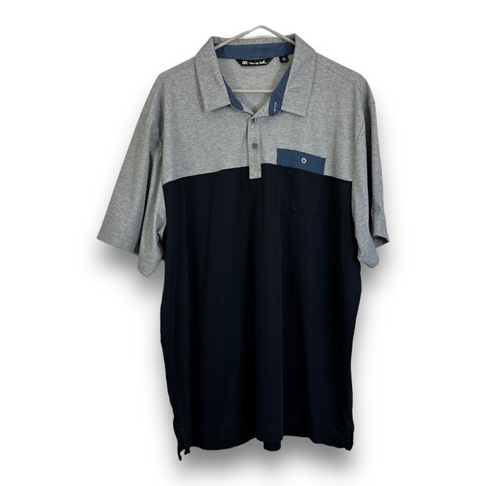 Travis Mathew Mens Sz XXL Gray Black Color Block Golf Polo Shirt - Summer Tennis